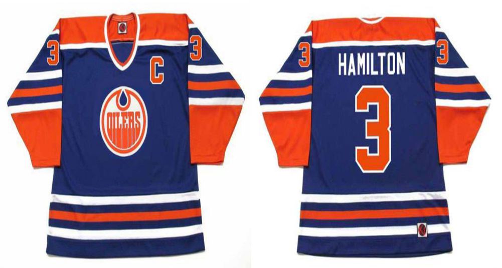 2019 Men Edmonton Oilers #3 Hamilton Blue CCM NHL jerseys